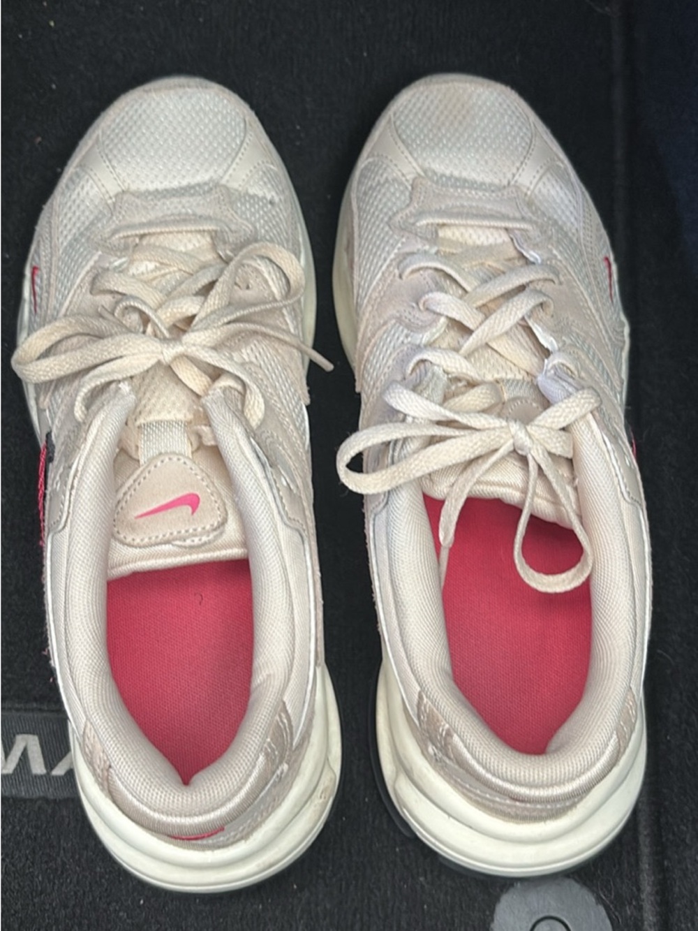 Women's Nike Neutral Athletic Sneakers with Pink Accents